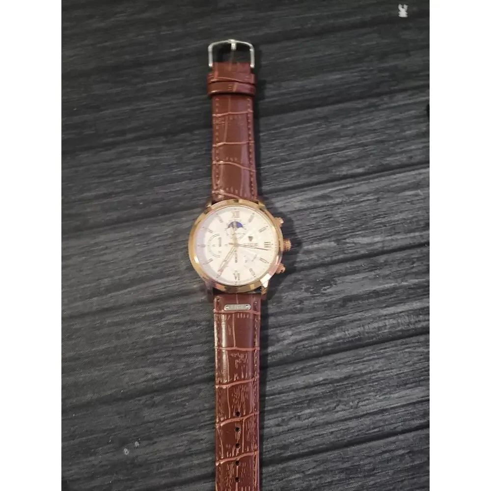 Vintage NOS Lige Mens Chronograph Moon‎ Phase Watch L8932